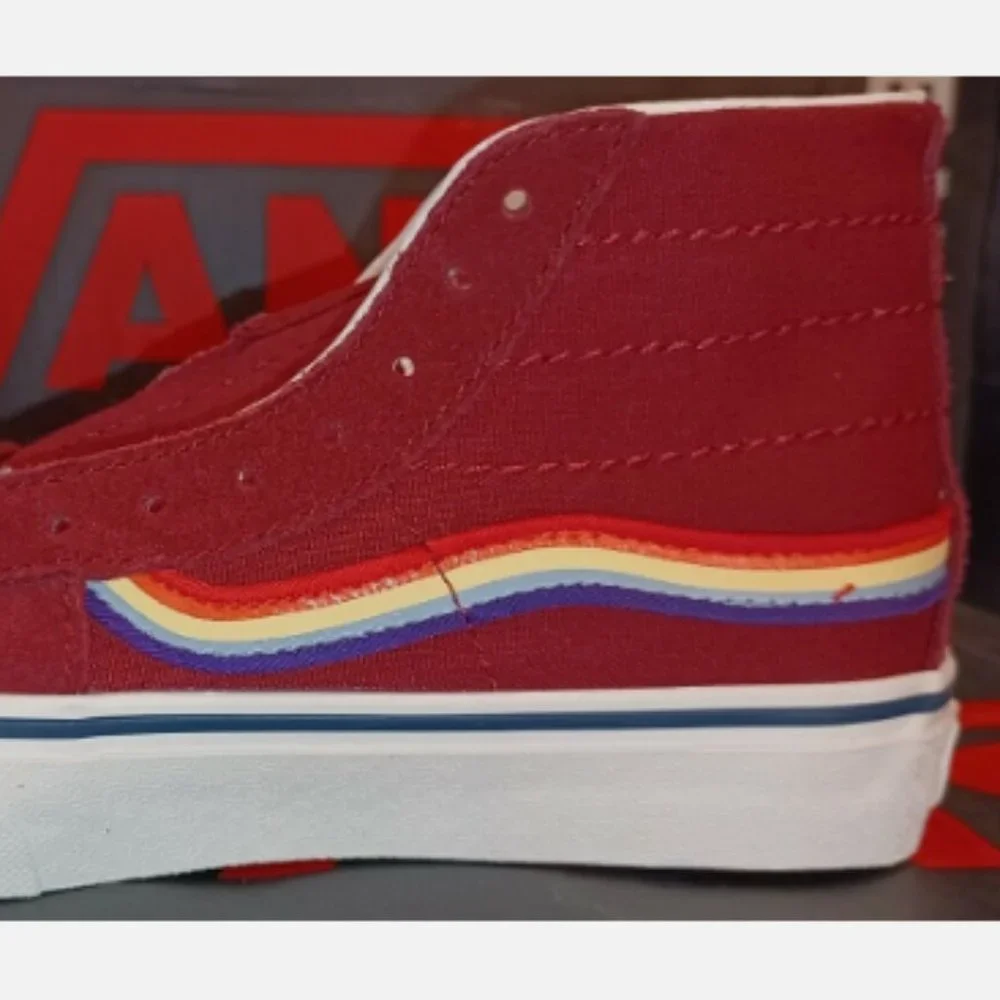 Vans Sk8 Hi 138 Decon Rad Rainbow Biking Red/Marshmallow Men's 3.5/Women's 5
